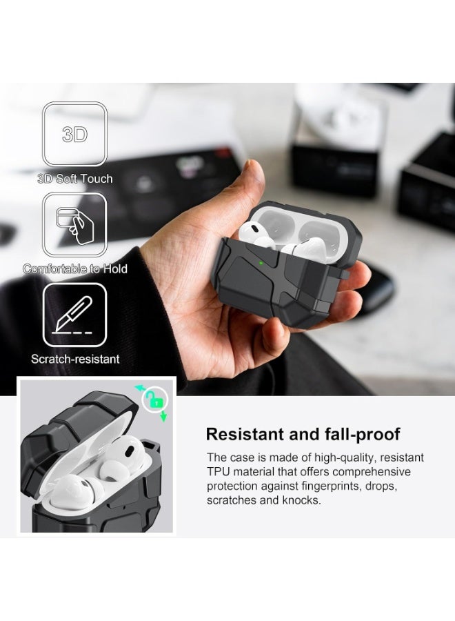 for AirPods Pro 3 Case, Shockproof Silicone Protective Case, Compatible with AirPods Pro 3rd Generation, with Hard Shell Design & Scratch Protection, Front LED Visible with Carabiner, black - Image 5